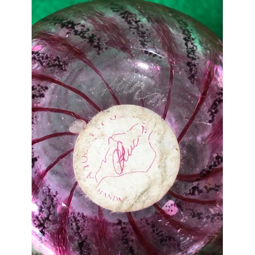 1123 - A pretty Isle of Wight signed Chris Lucus coloured glass perfume bottle.