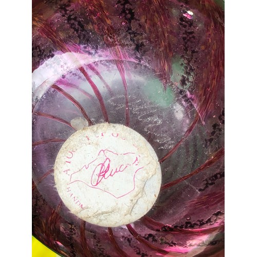 1123 - A pretty Isle of Wight signed Chris Lucus coloured glass perfume bottle.