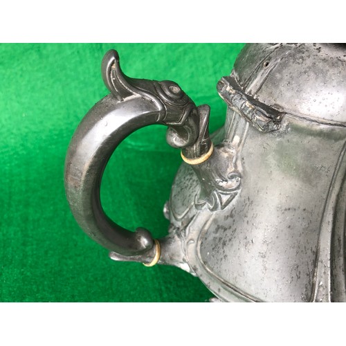 1135 - Shaw & Fisher, Sheffield, pewter teapot with reg. diamond and numbered 1392