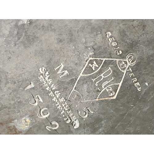 1135 - Shaw & Fisher, Sheffield, pewter teapot with reg. diamond and numbered 1392