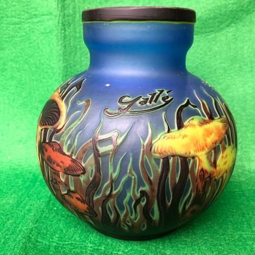 1138 - TIP Galle Globular vase Signed With small chip to rim.