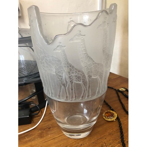 1140 - Beautiful Nachtmann art, glass sculpture vase, Interior design piece with frosted texture and raised... 