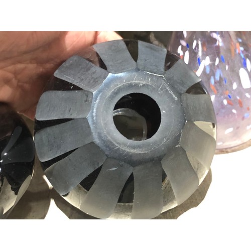 1191 - Pair of black amethyst glass tealight holders