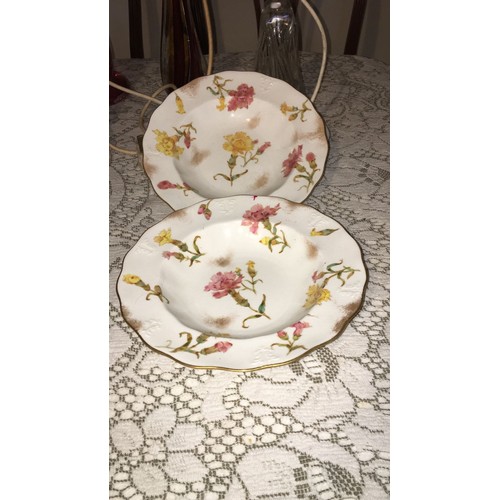 1209 - Crown derby bowls carnations . Great display plates rare to find pattern