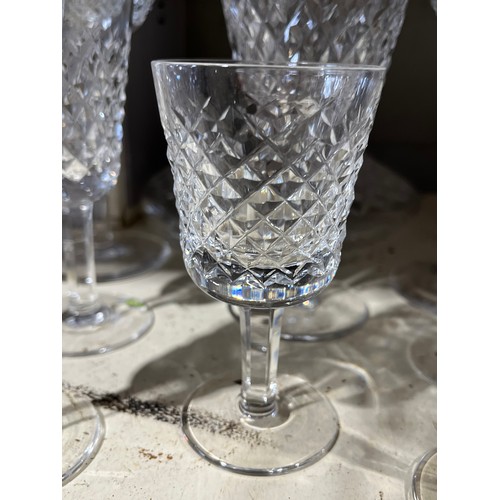 1216 - Waterford Alana decanter and 8 glasses. Signed