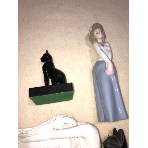 1254 - Collection of china and bronze resin figurines to include Revival art company, Nao and Capodimonte F... 