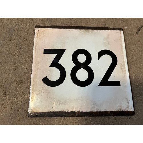 1322 - Original London Transport enamel bus route number sign. No.382