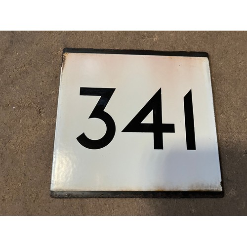 1329 - Original London Transport enamel bus route number sign. No.341