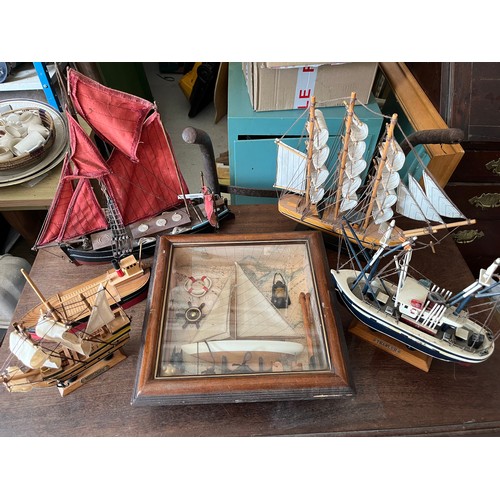 1340 - A collection of scratch built wooden boat models
