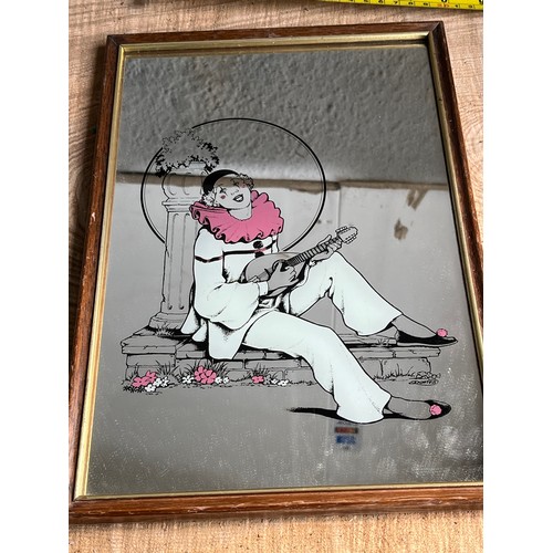 1346 - Clown mirror signed Davies