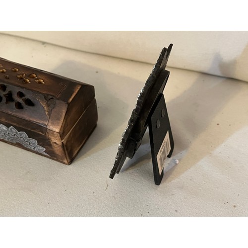 1354 - Jose-stick insense burning wooden box and a bejeweled photo frame