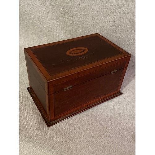 1394 - A Sheraton style Mahogany shell motif inlaid George III wooden box. No key