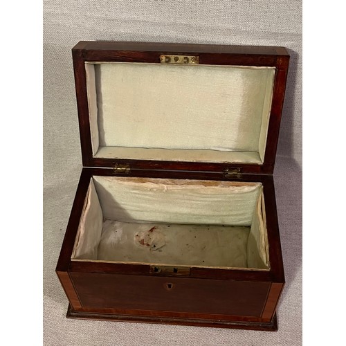 1394 - A Sheraton style Mahogany shell motif inlaid George III wooden box. No key