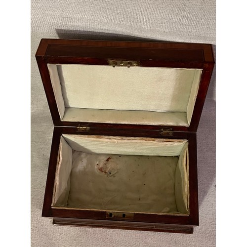 1394 - A Sheraton style Mahogany shell motif inlaid George III wooden box. No key