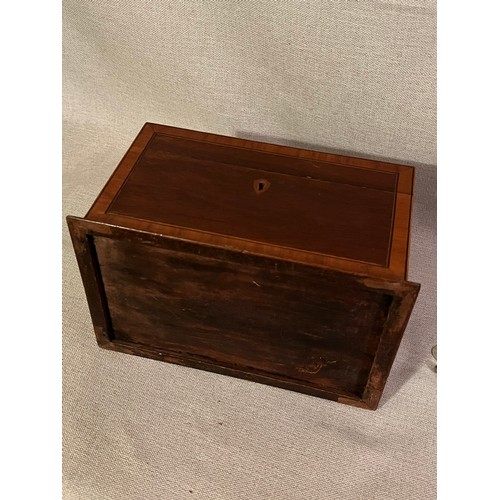 1394 - A Sheraton style Mahogany shell motif inlaid George III wooden box. No key