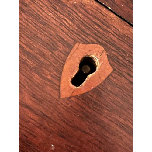 1394 - A Sheraton style Mahogany shell motif inlaid George III wooden box. No key