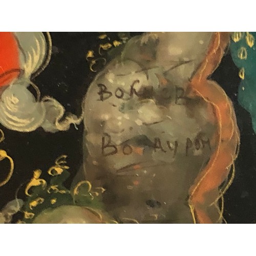 1414 - A beautiful Palekh Russian lacquered painted cigarette box with warrior riding a horse in full armou... 