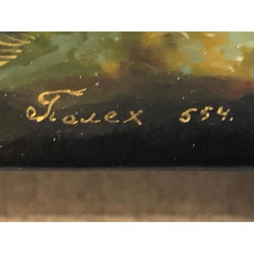 1414 - A beautiful Palekh Russian lacquered painted cigarette box with warrior riding a horse in full armou... 