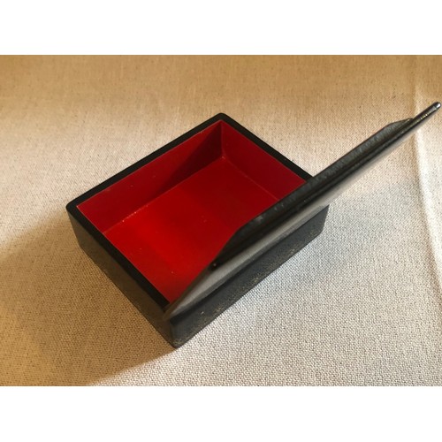 1414 - A beautiful Palekh Russian lacquered painted cigarette box with warrior riding a horse in full armou... 