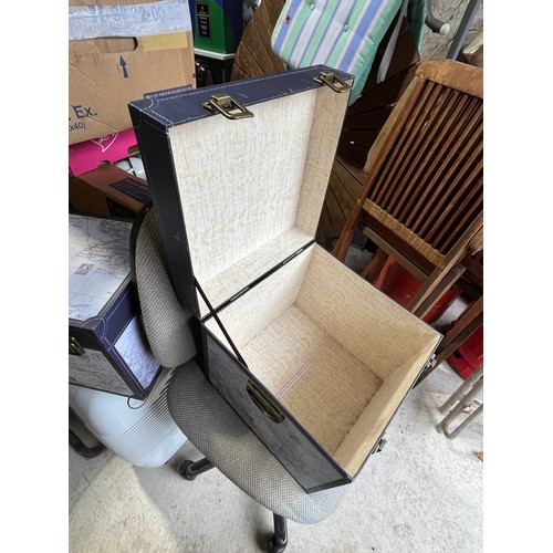 1427 - 2 atlas map covered modern storage boxes.