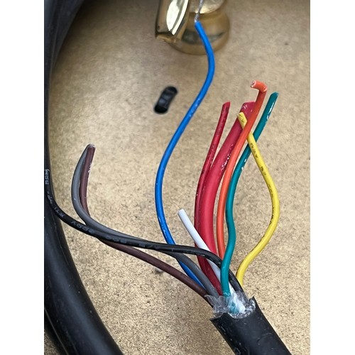 1465 - A large square gold coral hurricane lamp with battery candle