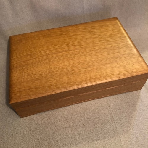 1597 - Comprehensive Walker and Hall silver plated cutlery set boxed in a solid blond Oak case