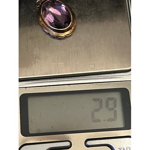 1762 - 9k gold Amethyst pendant 2.9g