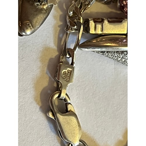 1784 - Silver Charm bracelet with silver charms 17.9g