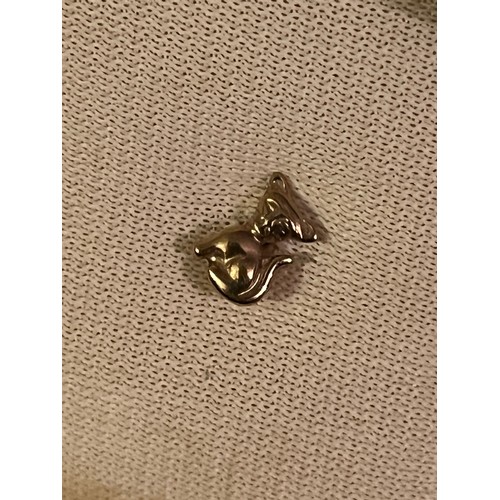1856 - A pair of 9 ct gold cat motif  hallmarked earrings with plastic clips. Birmingham assay office
