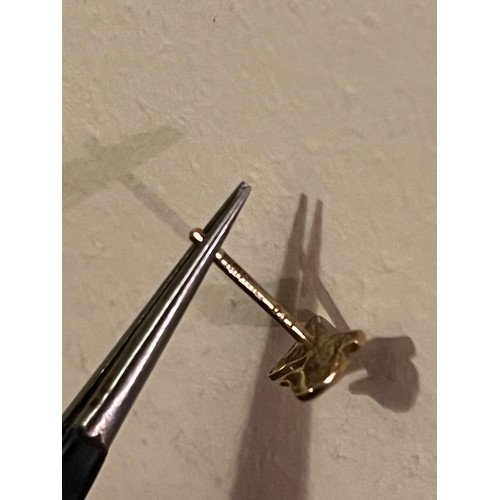 1856 - A pair of 9 ct gold cat motif  hallmarked earrings with plastic clips. Birmingham assay office