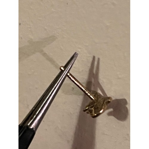 1856 - A pair of 9 ct gold cat motif  hallmarked earrings with plastic clips. Birmingham assay office