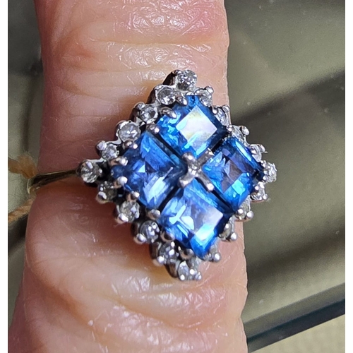 17 - Stunning Art Deco 9k Diamond & Topaz small size F Ring.