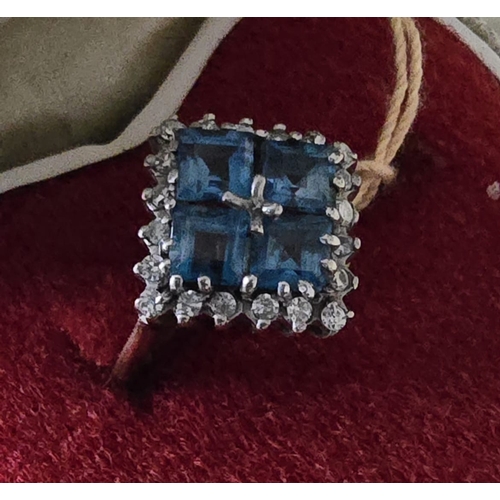 17 - Stunning Art Deco 9k Diamond & Topaz small size F Ring.