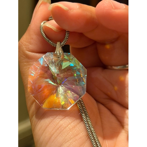 55 - Crystal pendant and silver chain