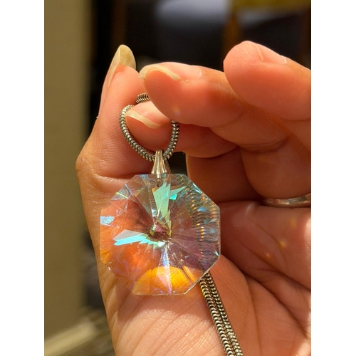 55 - Crystal pendant and silver chain