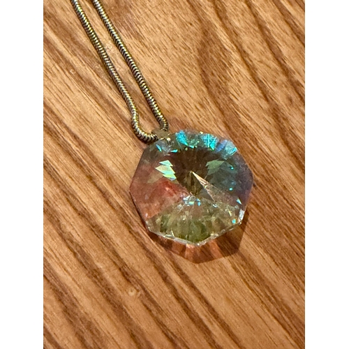 55 - Crystal pendant and silver chain