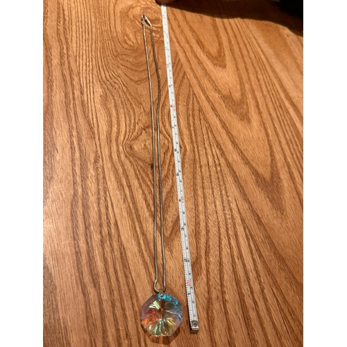 55 - Crystal pendant and silver chain