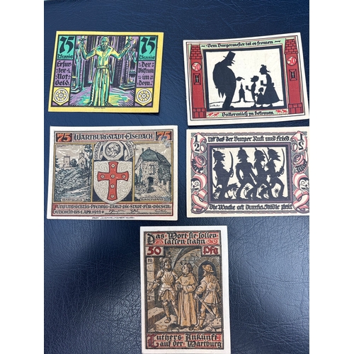 German Notgeld – Illustrated Set of 5 Emergency Banknotes (c.1921) A ...