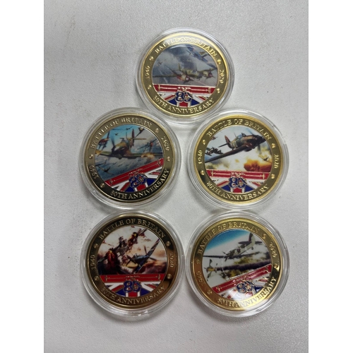 361 - Battle of Britain Medal Set (5) 80th Anniversary commemoratives of RAF Fighter Command, 1940. Gold-p... 