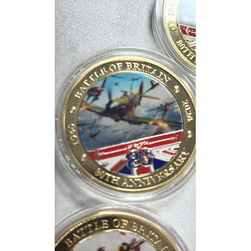 361 - Battle of Britain Medal Set (5) 80th Anniversary commemoratives of RAF Fighter Command, 1940. Gold-p... 