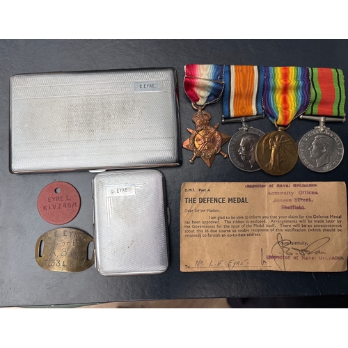 837 - Attributed WW1 1914 Star Trio & WW2 Defence Medal Family Archive — Driver L. Eyre, A.S.C. A fully do... 