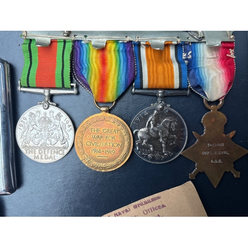 837 - Attributed WW1 1914 Star Trio & WW2 Defence Medal Family Archive — Driver L. Eyre, A.S.C. A fully do... 