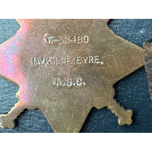 837 - Attributed WW1 1914 Star Trio & WW2 Defence Medal Family Archive — Driver L. Eyre, A.S.C. A fully do... 