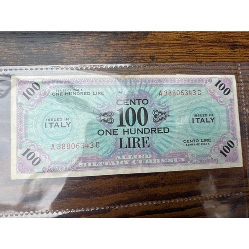 64 - Italy 100 Lire Banknote – 1943 Allied Military Currency – WWII Occupation Issue  Original 100 Lire b... 