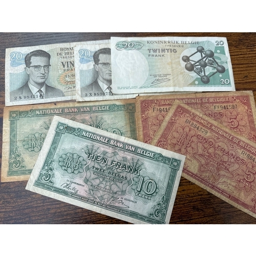 72 - Belgium Banknote Collection – 7 Notes (5, 10 & 20 Francs Mixed Issues) Interesting mixed group of se... 