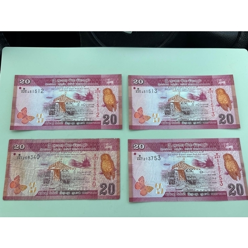 88 - Sri Lanka 20 Rupees Banknote Group – 6 Notes (Modern Issues) Group of six Sri Lankan 20 Rupees bankn... 
