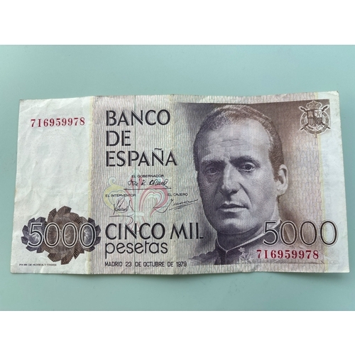 91 - Spain 5000 Pesetas Banknote – 1979 Issue (Juan Carlos I) Spanish Banco de España 5000 Pesetas note f... 