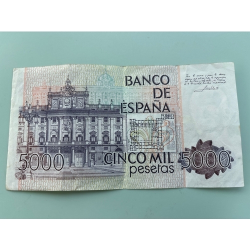 91 - Spain 5000 Pesetas Banknote – 1979 Issue (Juan Carlos I) Spanish Banco de España 5000 Pesetas note f... 