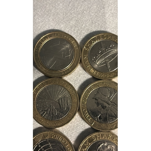 97 - UK £2 Coin Collection – 9 Mixed quality Commemorative Coins (as pictured) F