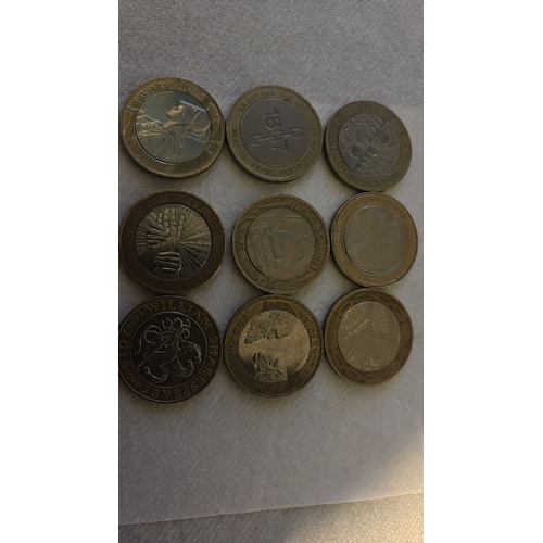 100 - UK £2 Coin Collection – 9 Mixed Commemorative Coins (as pictured) C